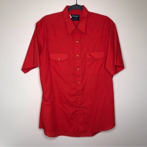Vintage Wrangler X Long Tails Red Pearl Snap Short Sleeve Shirt Mens Size Large - Picture 10 of 10
